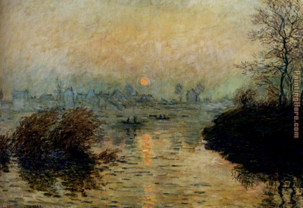 Sun Setting Over The Seine At Lavacourt painting - Claude Monet Sun Setting Over The Seine At Lavacourt art painting